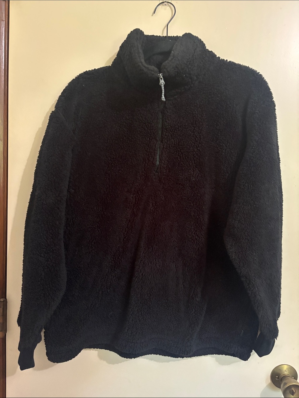 Women’s  Black Sherpa Half-Zip Pullover Sweater